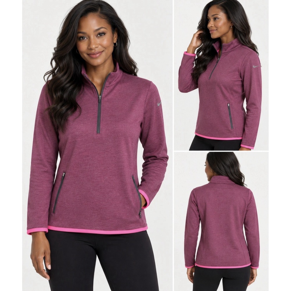 NEW! Nike Golf Therma Fit 1/4 Zip Pullover Fleece Lining Athletic Pink SZ M